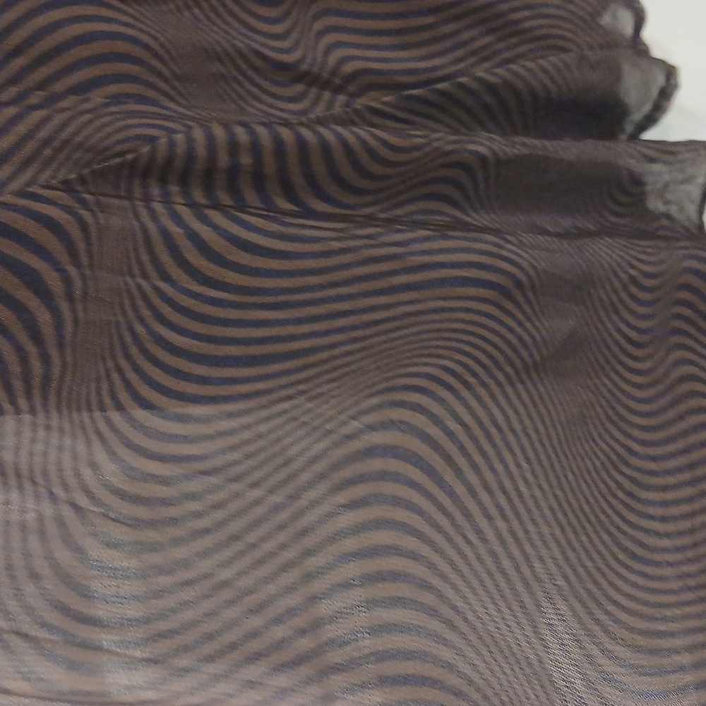 Rachel Zoe Brown Black Wavy Line Sheer Layover Midi Dress Size Small - Picture 6 of 9